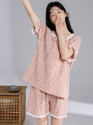 LiberSS women's daily casual printed round neck short sleeve Sleepwear