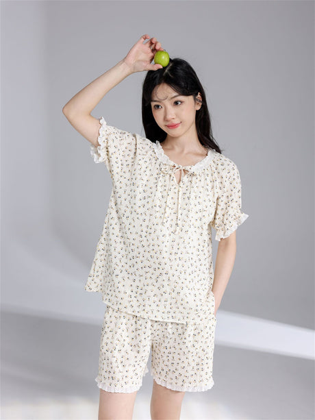 LiberSS women's daily casual printed round neck short sleeve Sleepwear