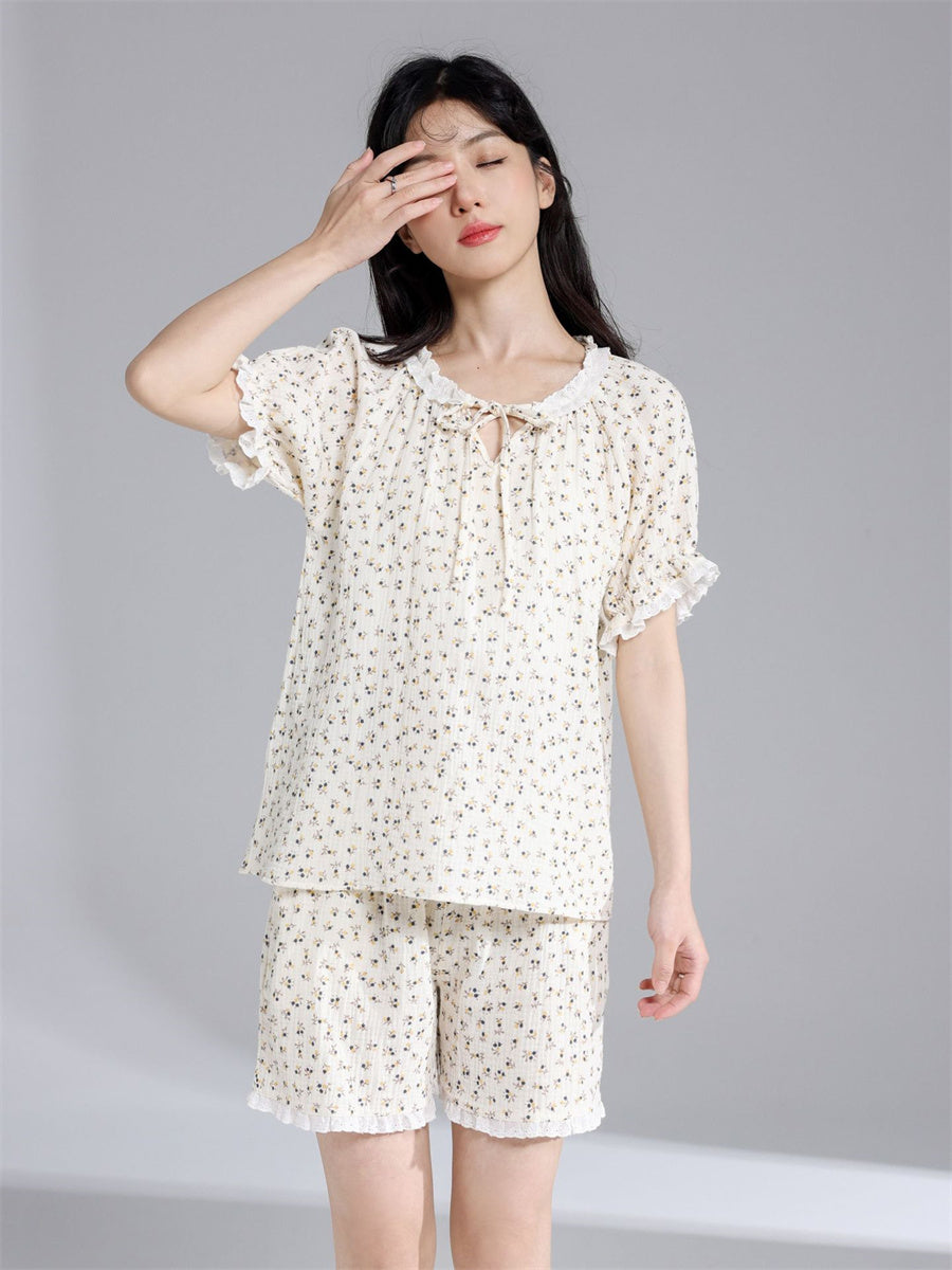 LiberSS women's daily casual printed round neck short sleeve Sleepwear