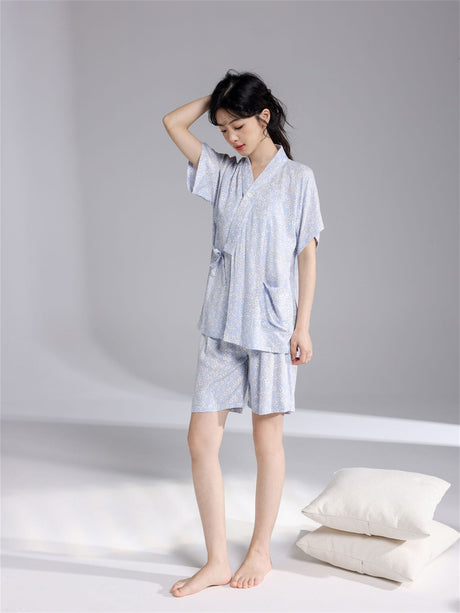 LiberSS women's daily casual floral V-neck short-sleeved Sleepwear