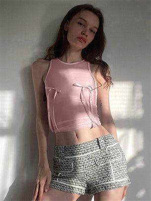 Liber Women's Summer Y2K Butterfly Round Neck Sleeveless Slim Fit Camisole