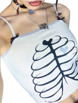 Liber Women's Summer Y2K Print Sleeveless Slim Fit Camisole