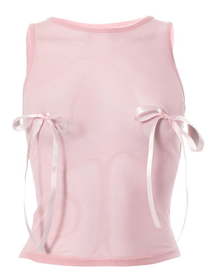Liber Women's Summer Y2K Butterfly Round Neck Sleeveless Slim Fit Camisole