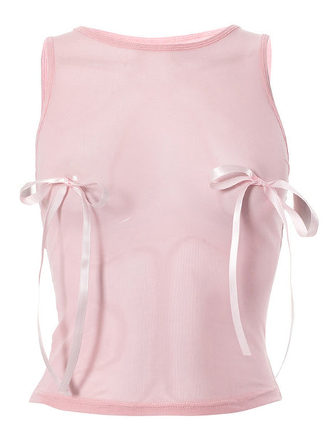 Liber Women's Summer Y2K Butterfly Round Neck Sleeveless Slim Fit Camisole
