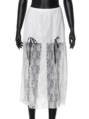 Liber Women's Summer Y2K Lace Skirt