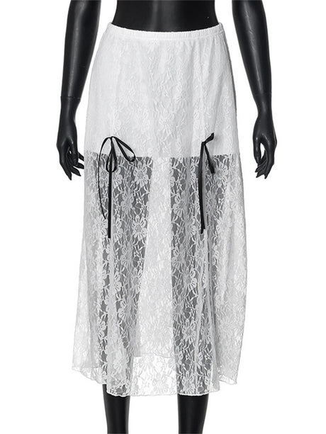 Liber Women's Summer Y2K Lace Skirt