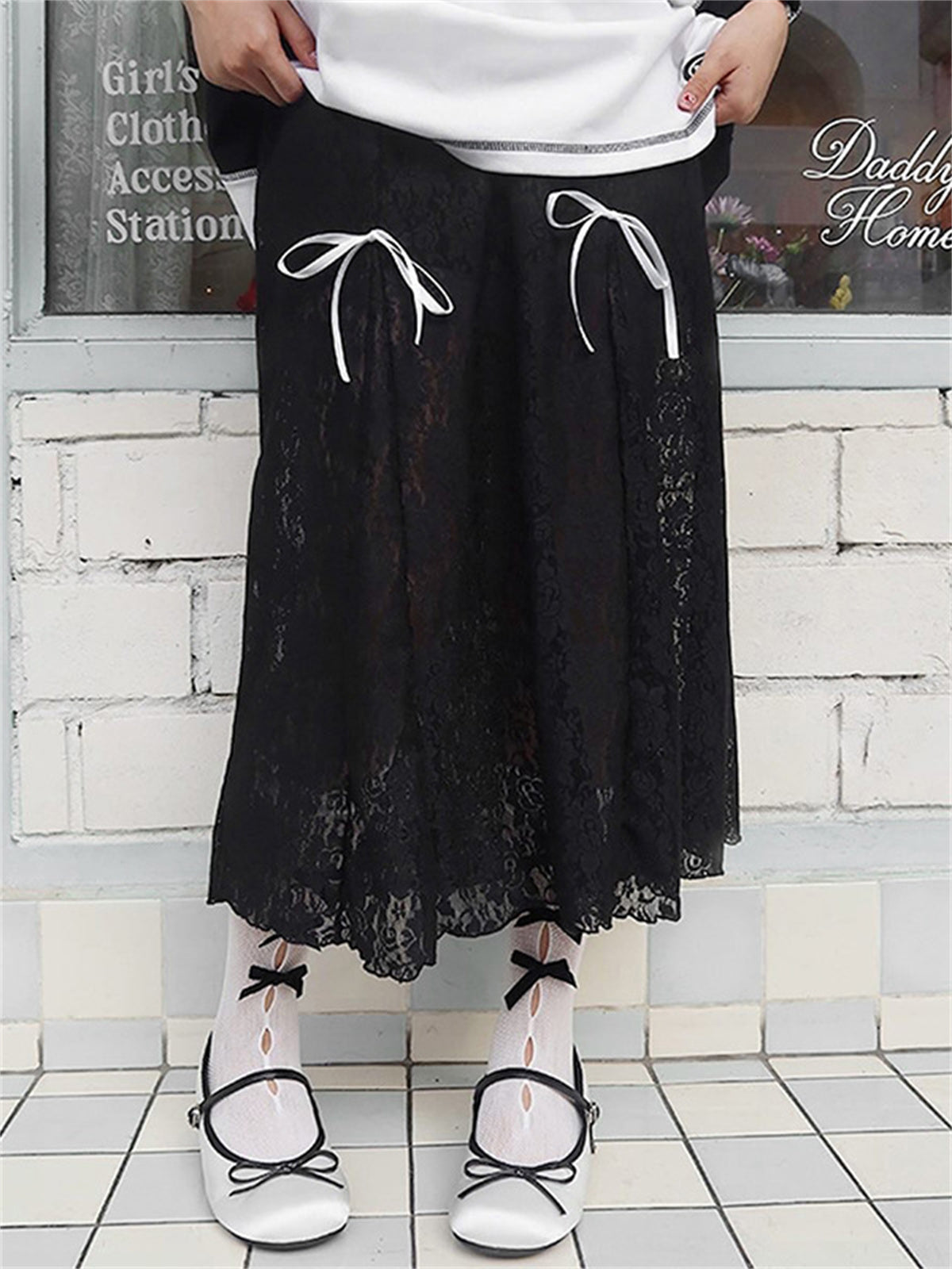 Liber Women's Summer Y2K Lace Skirt
