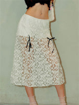 Liber Women's Summer Y2K Lace Skirt