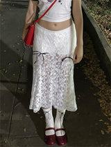 Liber Women's Summer Y2K Lace Skirt