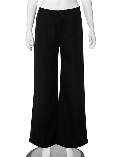 Liber Women's Summer Y2K Solid Flared Pants