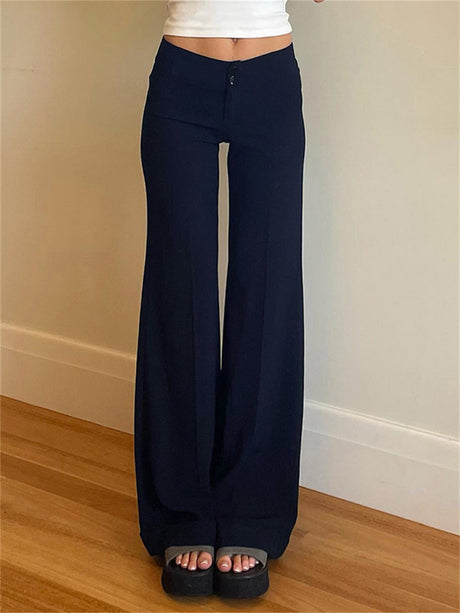 Liber Women's Summer Y2K Solid Flared Pants