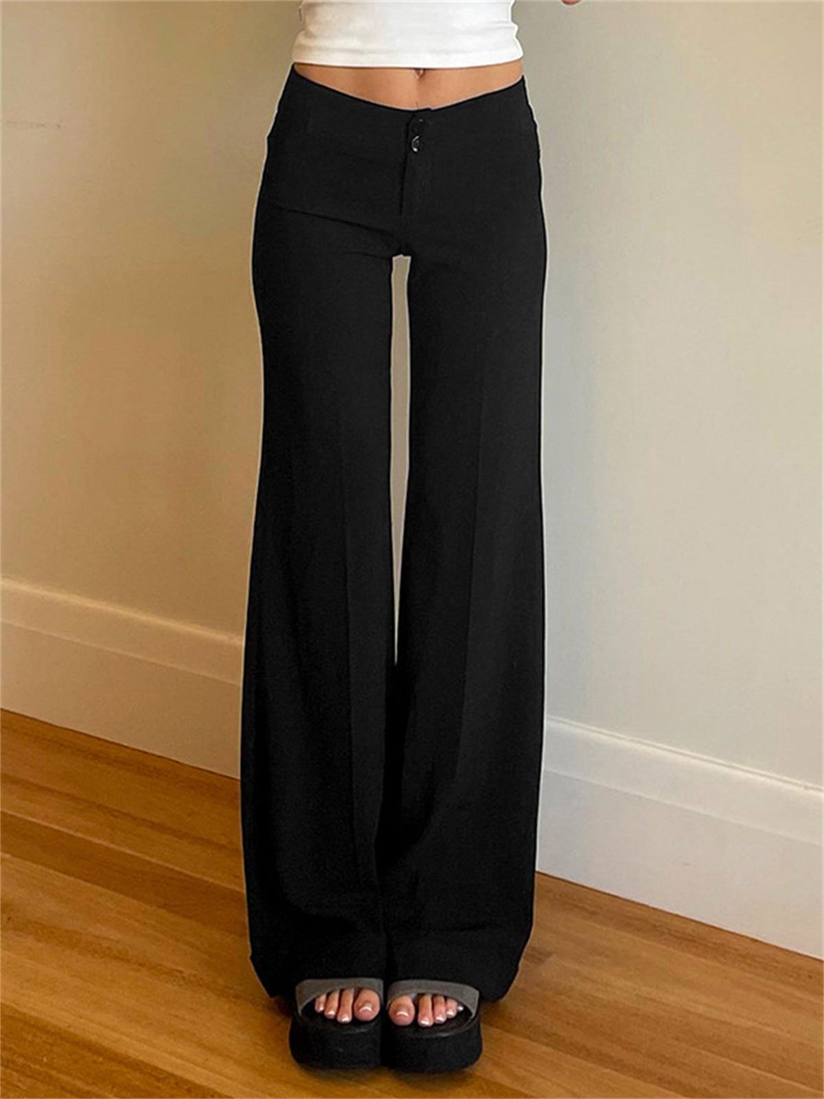 Liber Women's Summer Y2K Solid Flared Pants