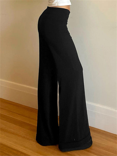 Liber Women's Summer Y2K Solid Flared Pants