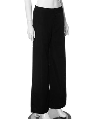Liber Women's Summer Y2K Solid Flared Pants