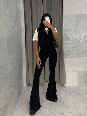 Liber Women's Summer Y2K Solid Color Regular Slim Pants