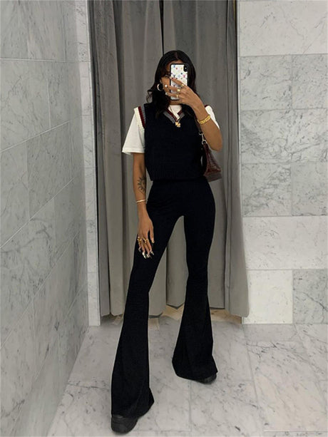 Liber Women's Summer Y2K Solid Color Regular Slim Pants