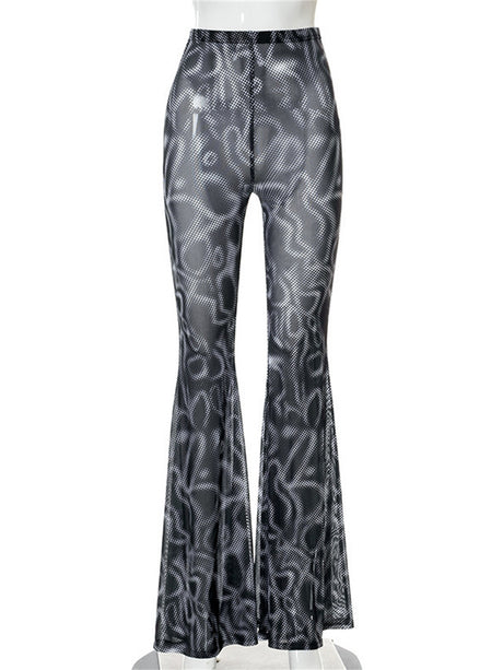 Liber Women's Summer Y2K Print Flared Pants