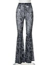 Liber Women's Summer Y2K Print Flared Pants