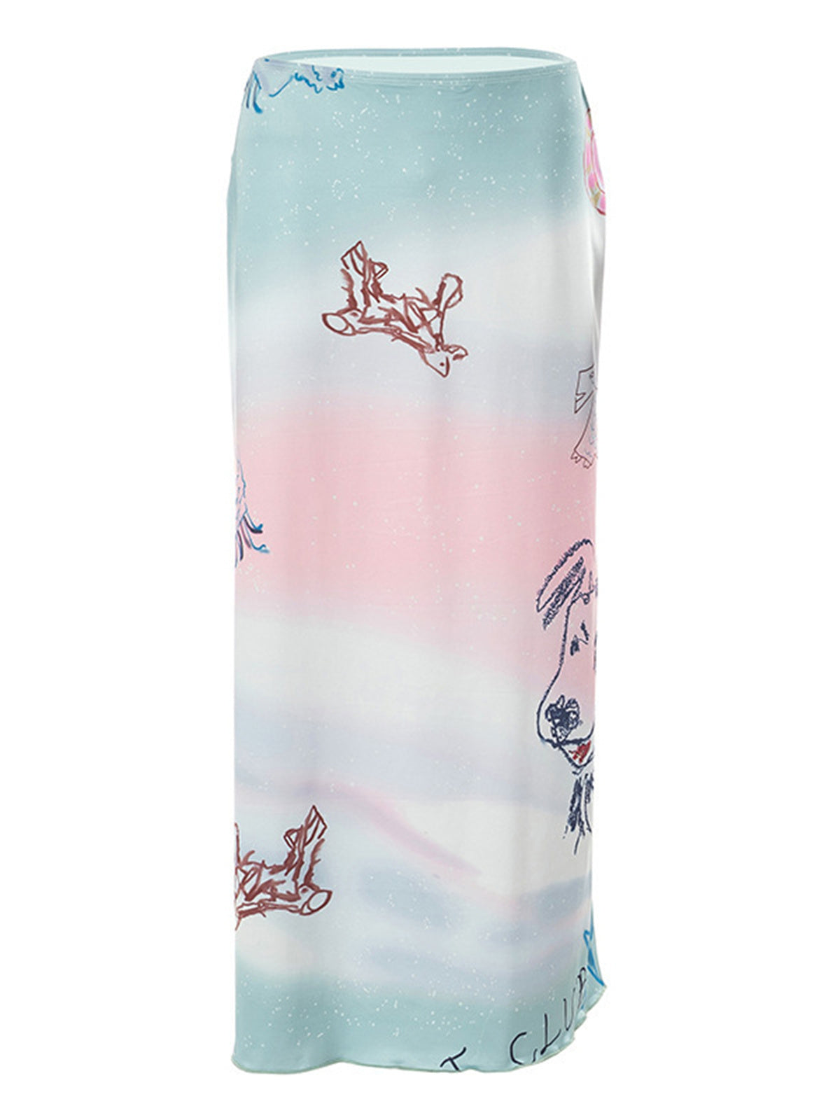 Liber Women's Summer Y2K Cartoon Printed Gradient Skirt