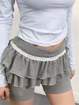 Liber Women's Summer Y2K Ruffle Regular Fit Skirt