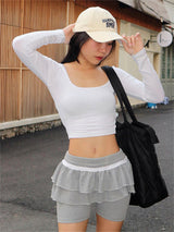 Liber Women's Summer Y2K Ruffle Regular Fit Skirt