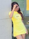 Liber Women's Summer Letter Printed Mini&Short Dresses