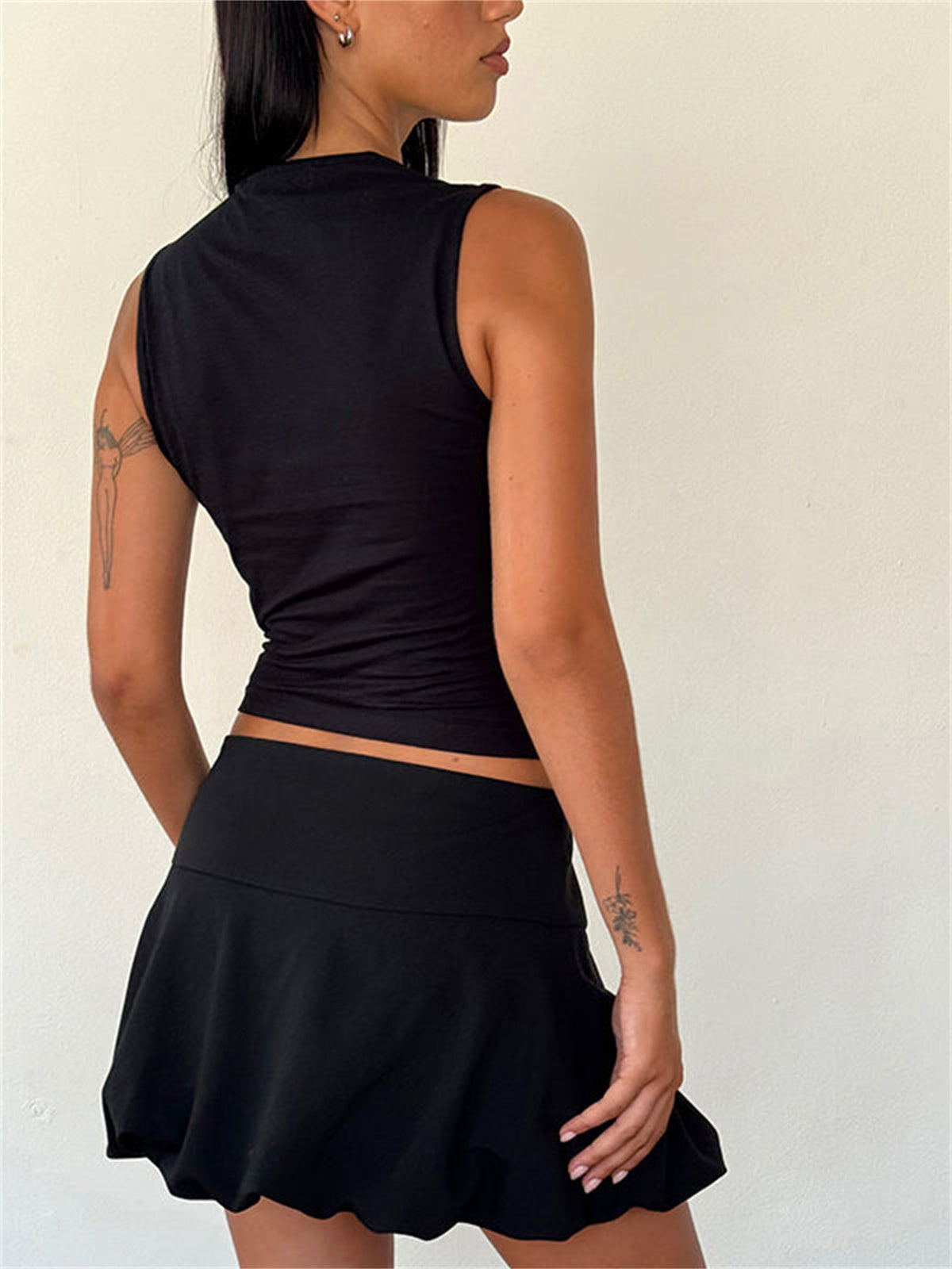 Liber Women's Summer Y2K Solid Bow Tie Tank Top