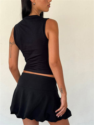 Liber Women's Summer Y2K Solid Bow Tie Tank Top