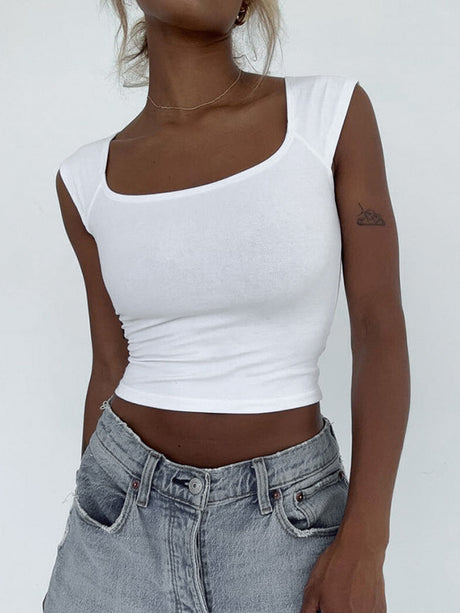 Liber Women's Summer Y2K Solid Color Square Neck Sleeveless Tank Top