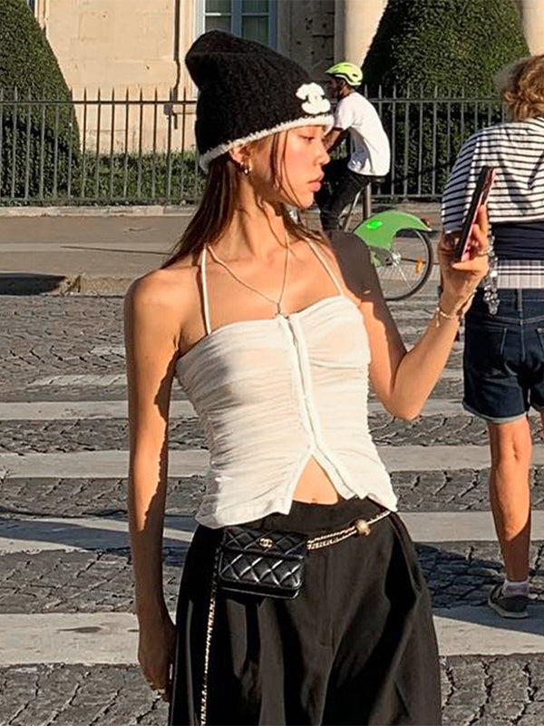 Liber Women's Summer Y2K Solid Color Sleeveless Slim Fit Camisole