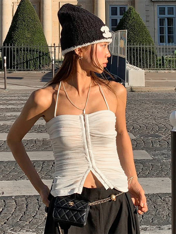 Liber Women's Summer Y2K Solid Color Sleeveless Slim Fit Camisole