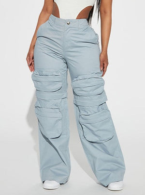 Liber Women's Summer Y2K Solid Cargo Trousers