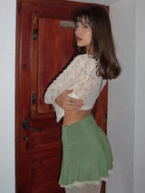 Liber Women's Summer Y2K Lace Regular Fit Skirt