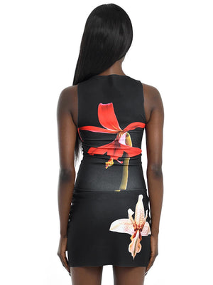 Liber Women's Summer Y2K FlowerPrinted Sleeveless Mini Dresses