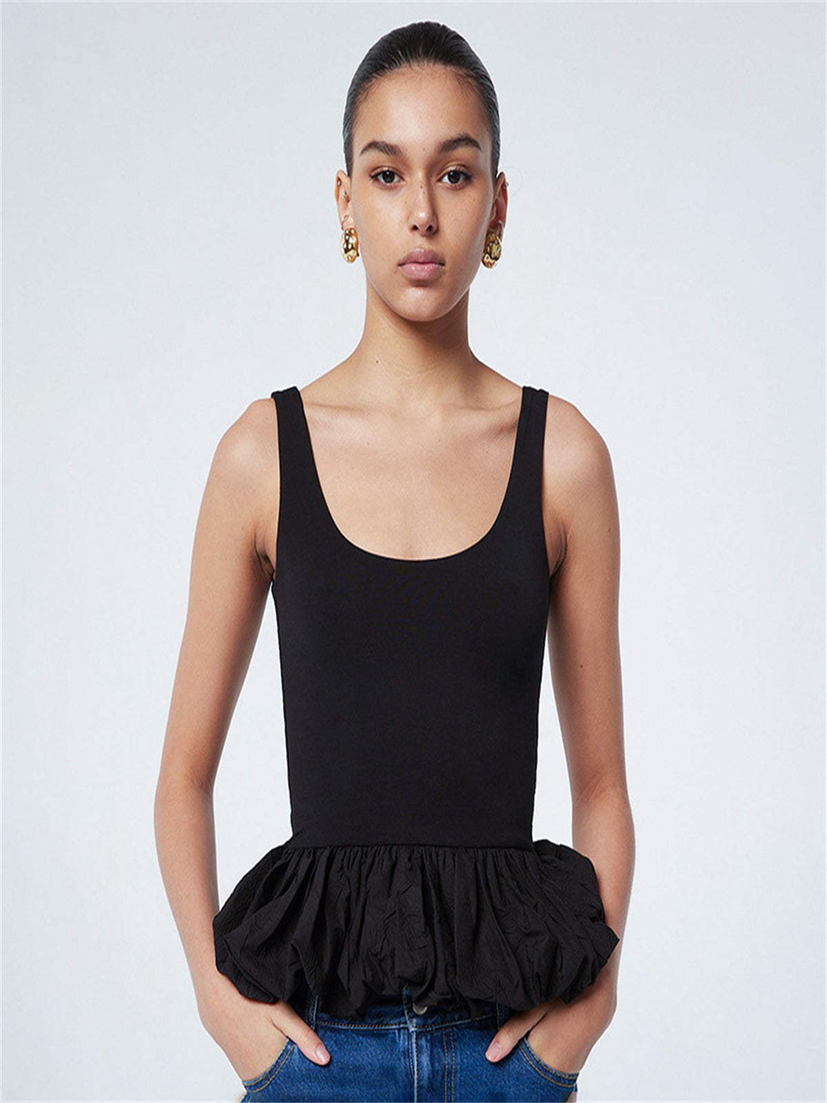 Liber Women's Summer Y2K Solid Color Square Neck Sleeveless Slim Fit Camisole