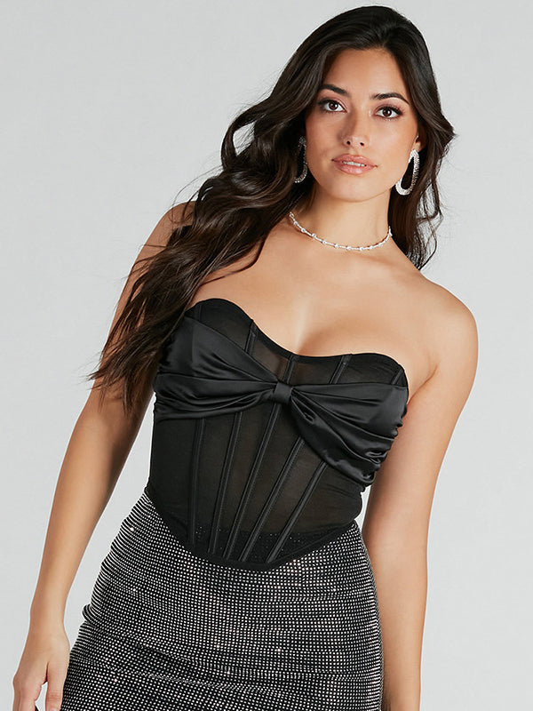 Liber Women's Summer Sexy Bow Tie Tube Top