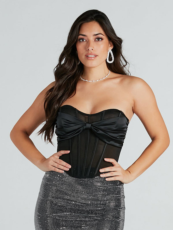 Liber Women's Summer Sexy Bow Tie Tube Top