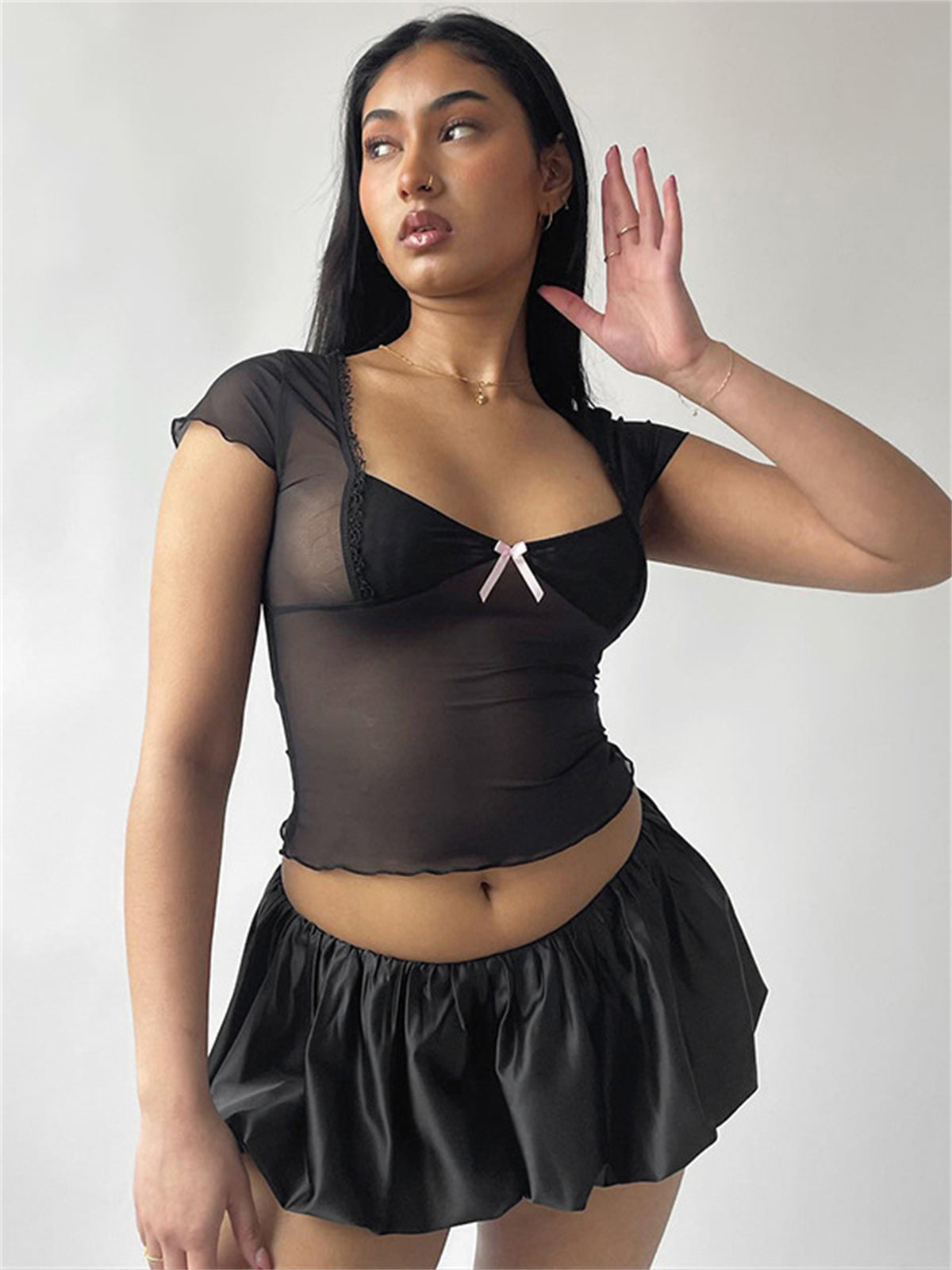 Liber Women's Summer Y2K Solid Mini Skirt