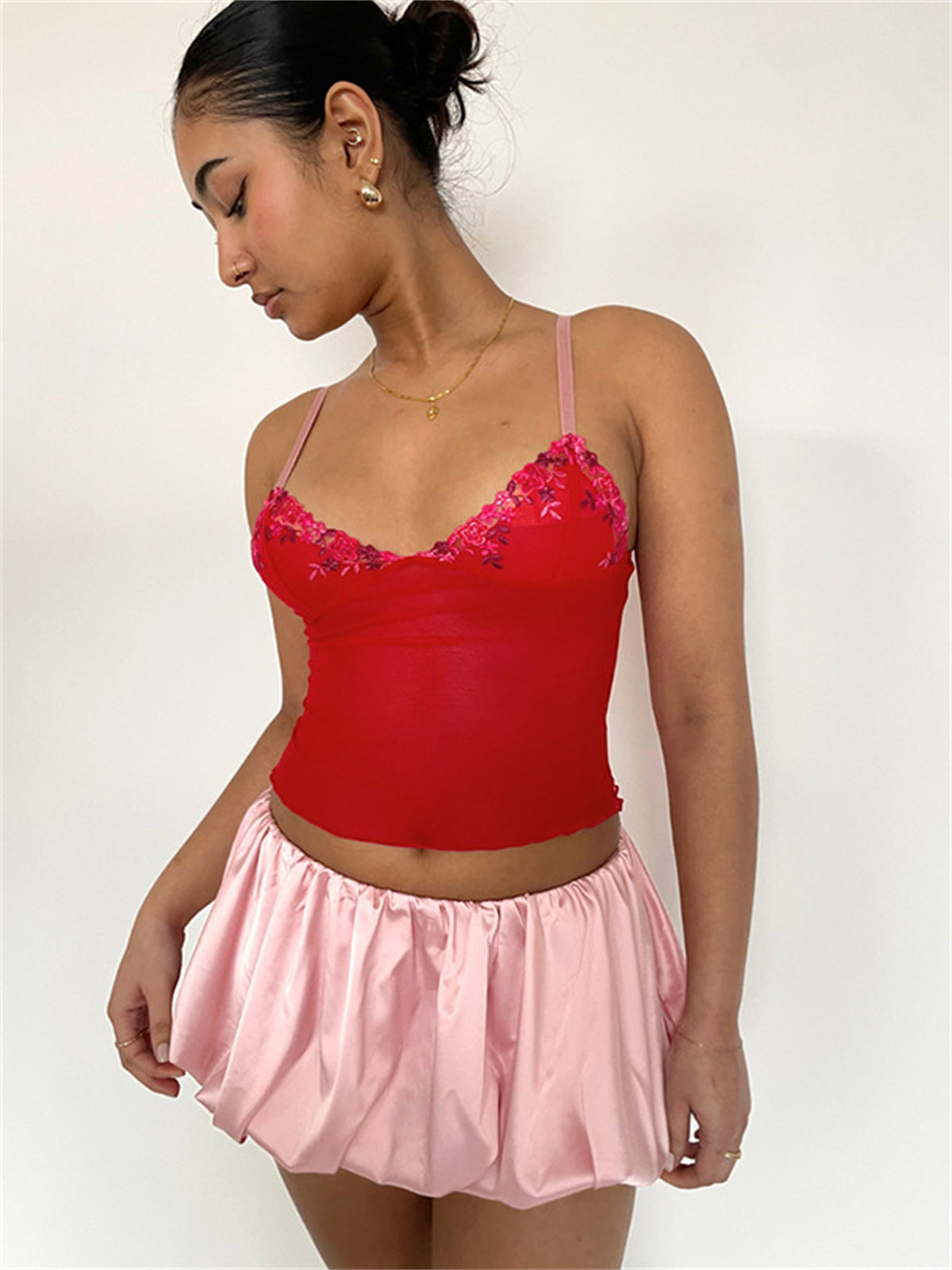 Liber Women's Summer Y2K Solid Mini Skirt