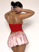 Liber Women's Summer Y2K Solid Mini Skirt
