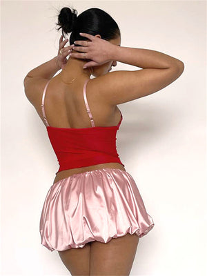 Liber Women's Summer Y2K Solid Mini Skirt