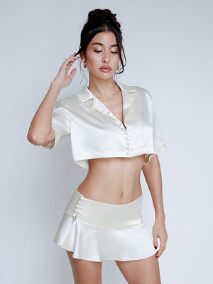 Liber Women's Summer Y2K Solid Color Low Waist Slim Skirt