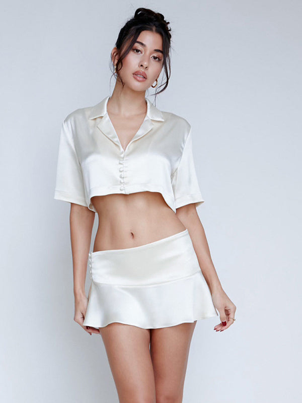 Liber Women's Summer Y2K Solid Color Low Waist Slim Skirt