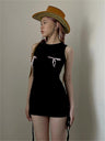 Liber Women's Summer Y2K Bow Tie Lace-Up Design Mine Dress