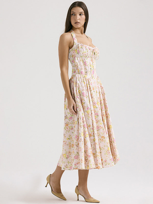 Liber SS Women's Urban Outdoor Print Square Neck Sleeveless Maxi Dress