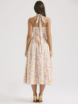 Liber SS Women's Urban Outdoor Print Square Neck Sleeveless Maxi Dress