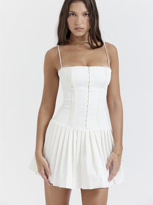 Liber SS Women's Urban Outdoor Solid Color Square Neck Suspender Mini&Short Dresses
