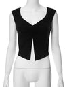Liber Women's Summer Y2K Solid Color Short Sleeve Tank top