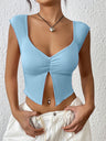 Liber Women's Summer Y2K Solid Color Short Sleeve Tank top