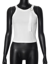 Liber Women's Summer Y2K Solid Color Round Neck Sleeveless Slim Fit Camisole